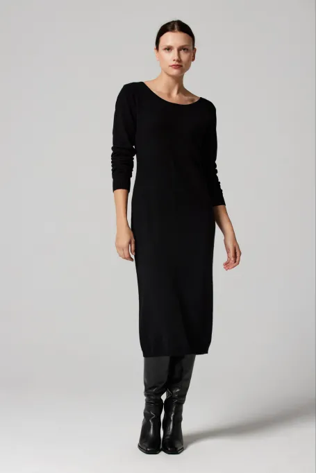 Rochie midi neagră din cașmir