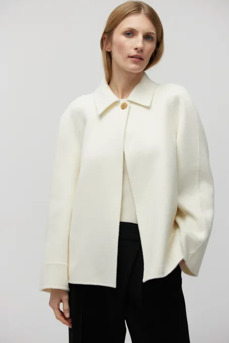 Geacă albă doubleface cu mătase