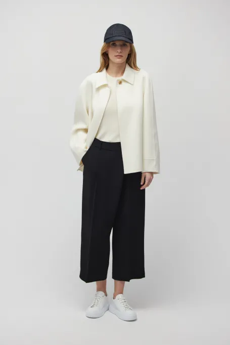 Geacă albă doubleface cu mătase