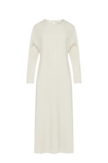 Rochie midi albă cu slit