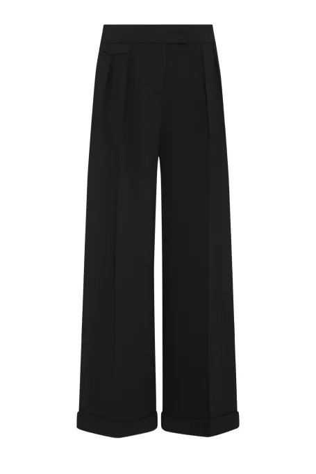 Pantaloni largi negri cu manșete Pantaloni largi negri cu manșete
