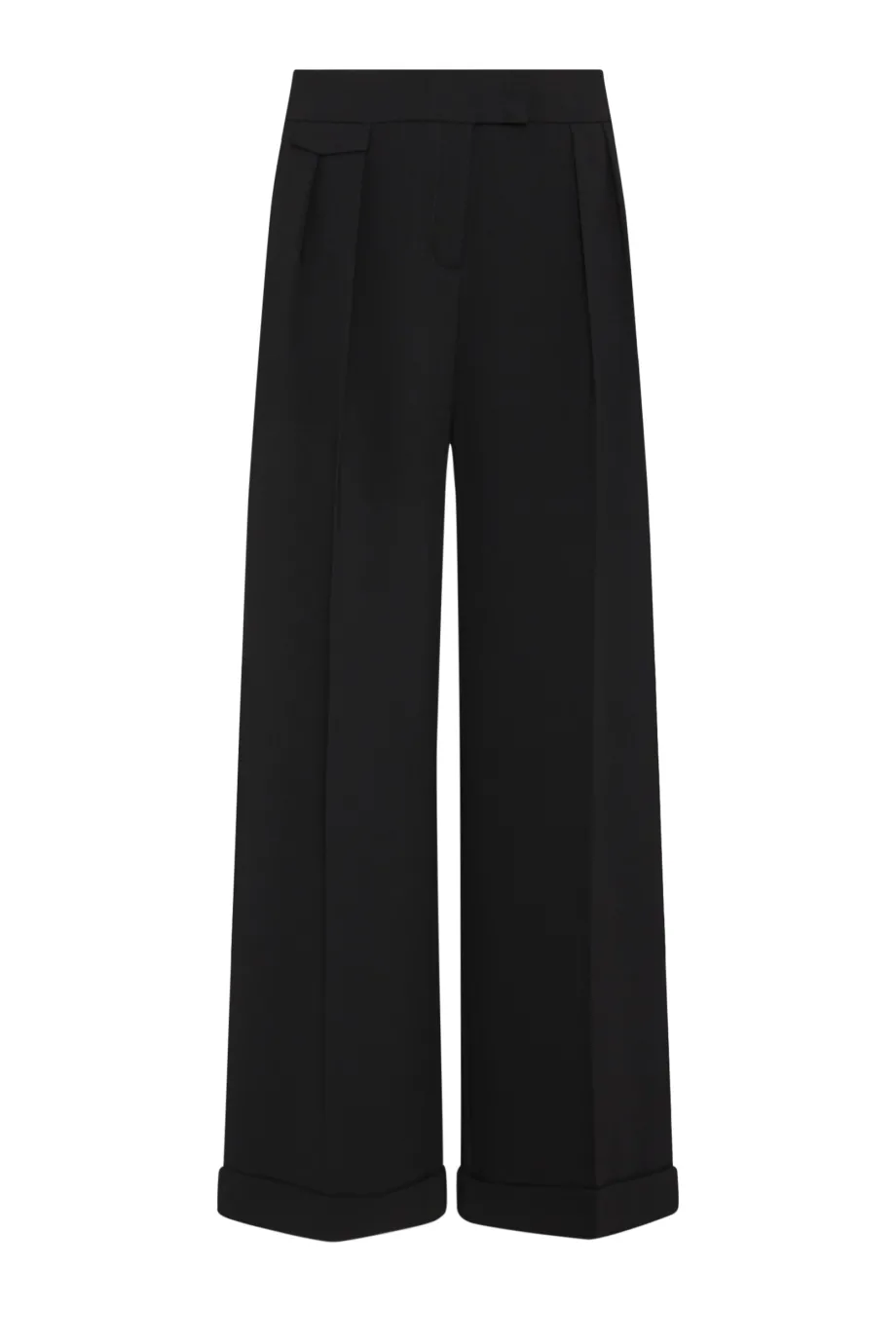 Pantaloni largi negri cu manșete Pantaloni largi negri cu manșete