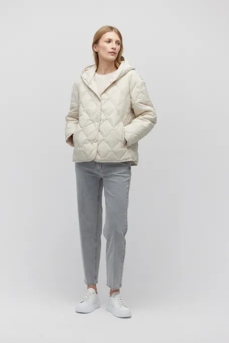 Jachetă de puf bej cu glugă