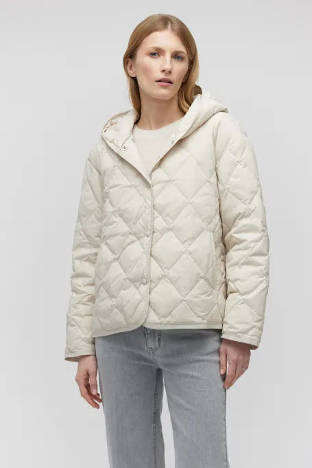 Jachetă de puf bej cu glugă