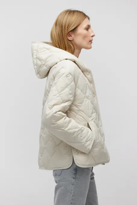 Jachetă de puf bej cu glugă