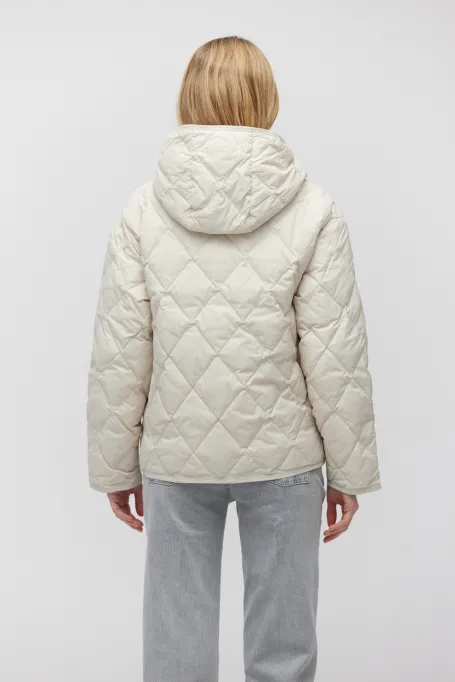 Jachetă de puf bej cu glugă