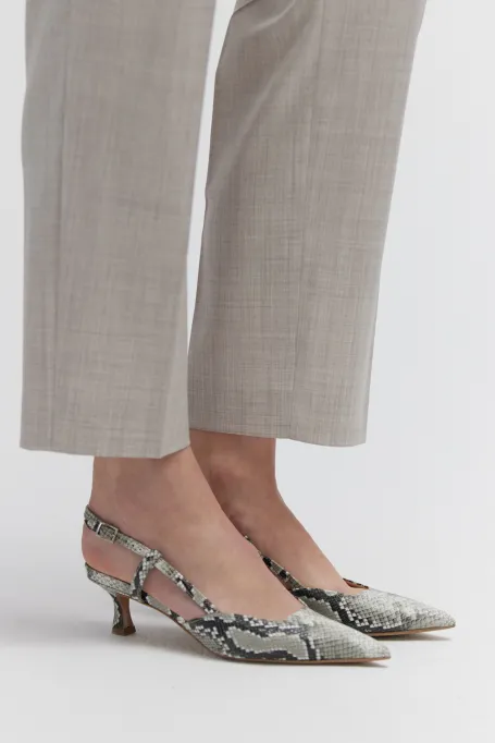 Pantofi slingback din piele cu toc mediu