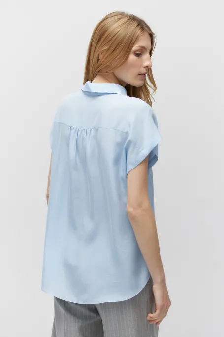 Bluza albastru deschis din mătase