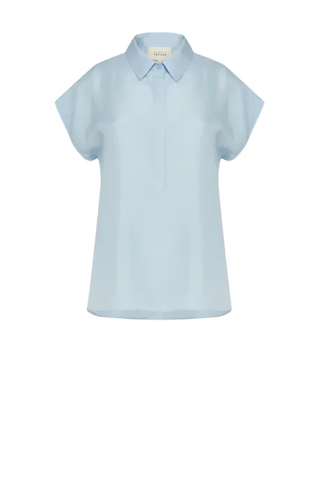 Bluza albastru deschis din mătase