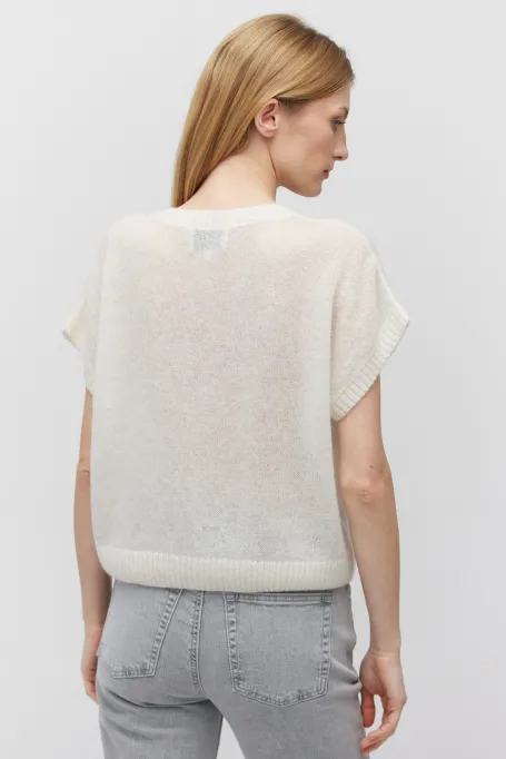 Bluză crem cu amestec de lână de alpaca