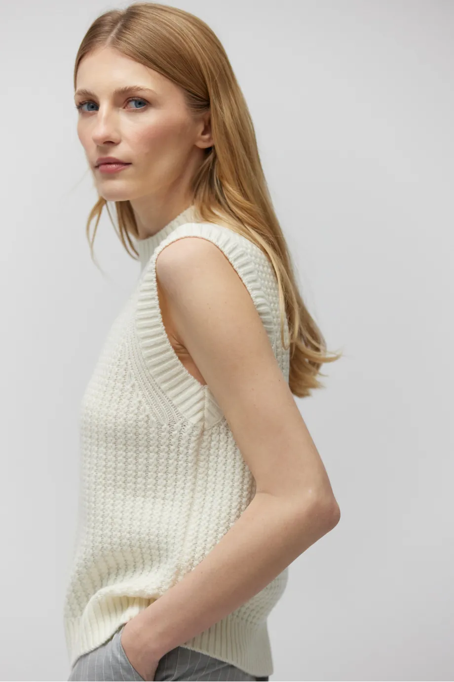 Bluza fără mâneci din lână merinos Bluza fără mâneci din lână merinos