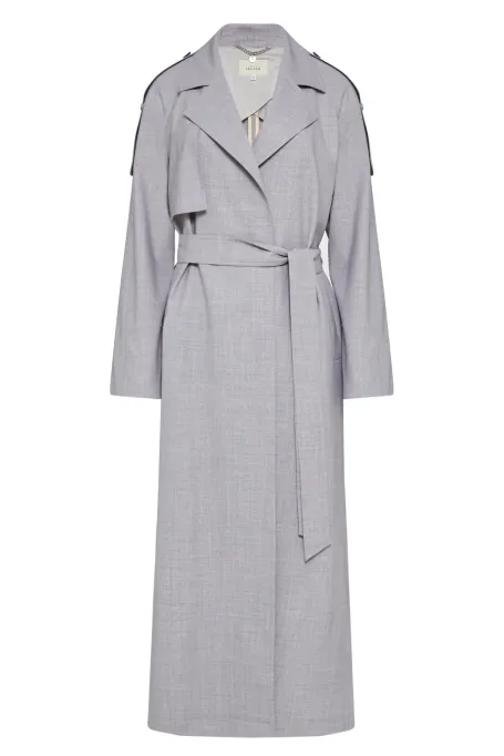 Trenci gri de lână cu curea