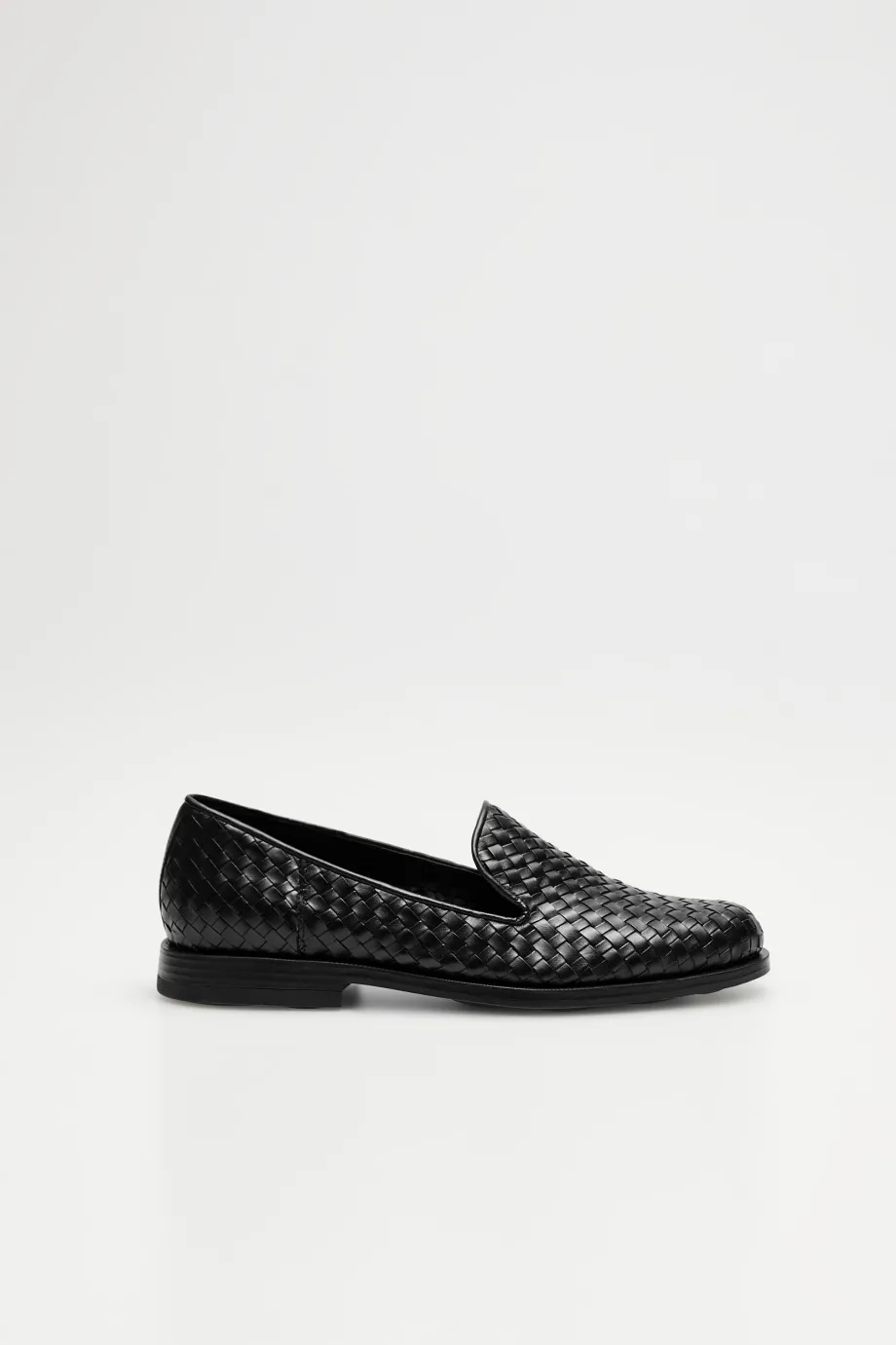 Loafers negri din piele împletită Loafers negri din piele împletită