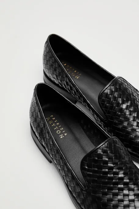 Loafers negri din piele împletită Loafers negri din piele împletită