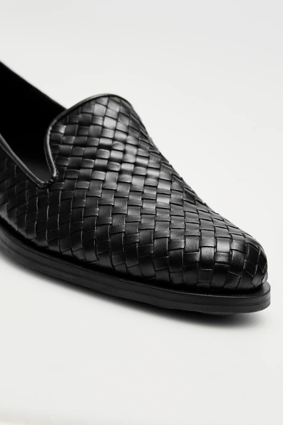 Loafers negri din piele împletită Loafers negri din piele împletită