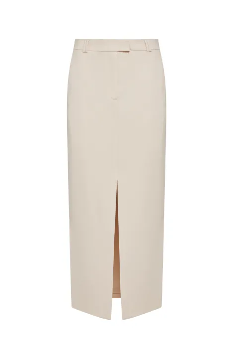 Fustă din lână de culoare nude