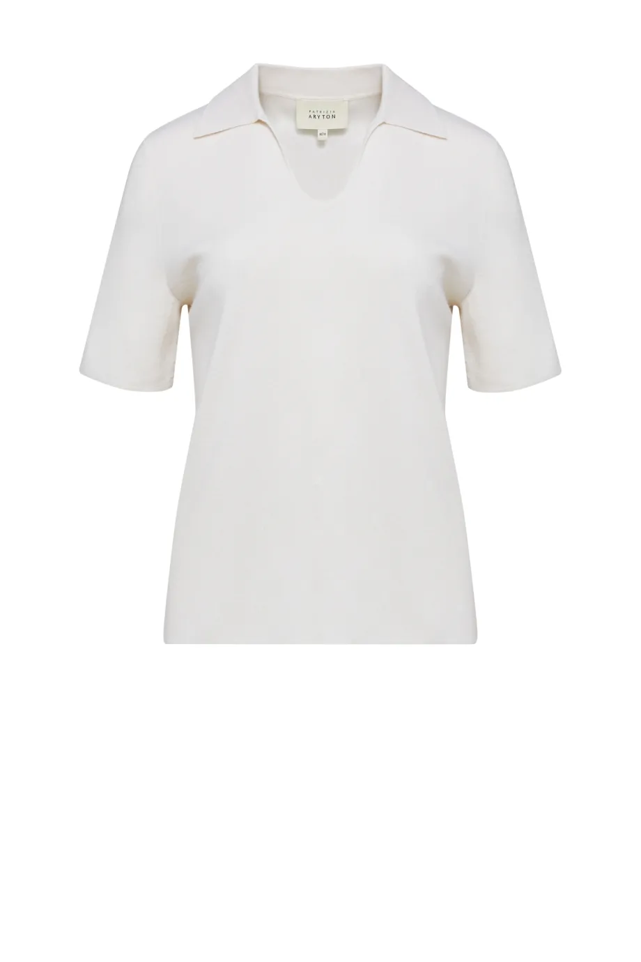 Bluză polo albă din lână merinos Bluză polo albă din lână merinos