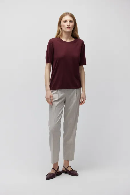 Bluza cu mânecă scurtă din lână merinos Bluza cu mânecă scurtă din lână merinos