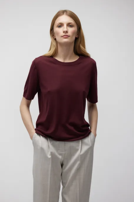 Bluza cu mânecă scurtă din lână merinos