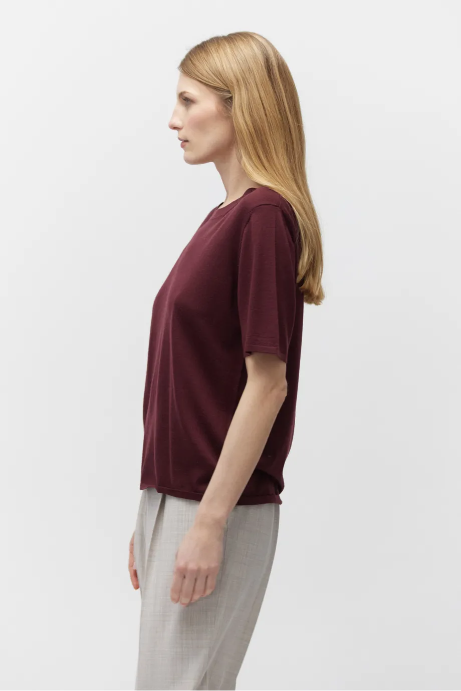 Bluza cu mânecă scurtă din lână merinos Bluza cu mânecă scurtă din lână merinos