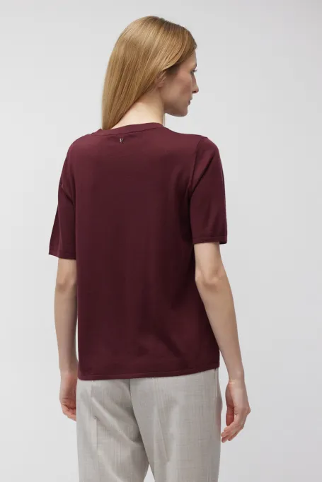 Bluza cu mânecă scurtă din lână merinos Bluza cu mânecă scurtă din lână merinos