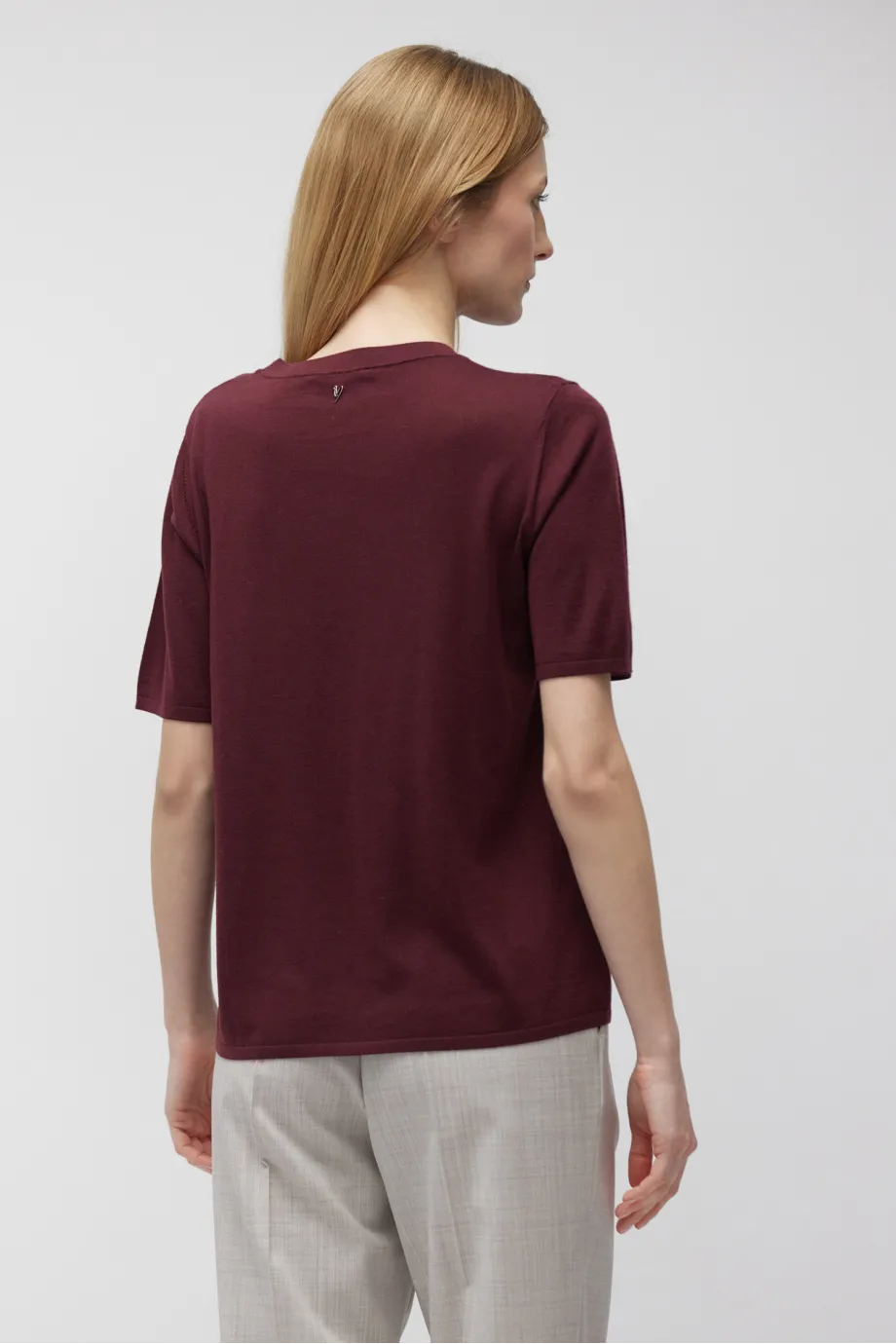 Bluza cu mânecă scurtă din lână merinos Bluza cu mânecă scurtă din lână merinos