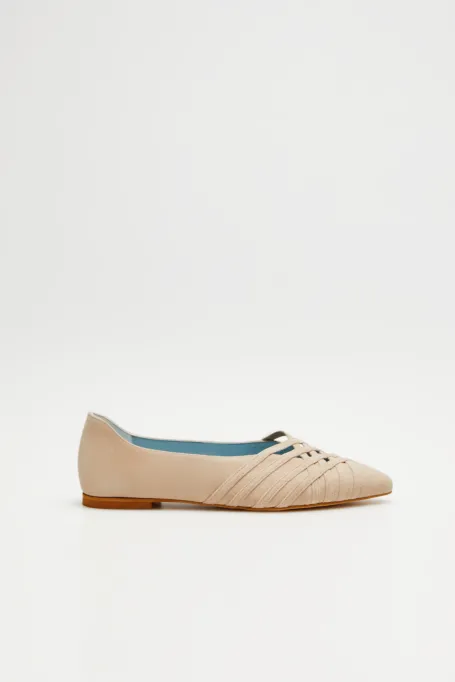 Balerini bej din piele de căprioară