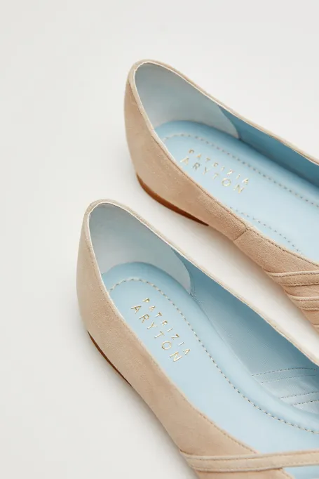 Balerini bej din piele de căprioară