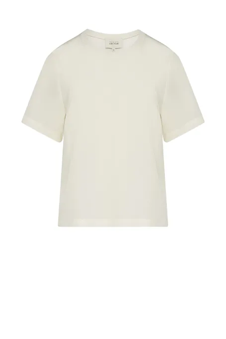 Bluză albă cu mătase Brigitte