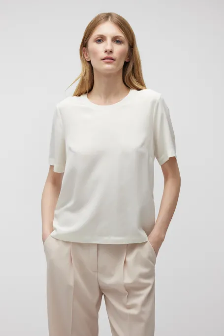 Bluză albă cu mătase Brigitte