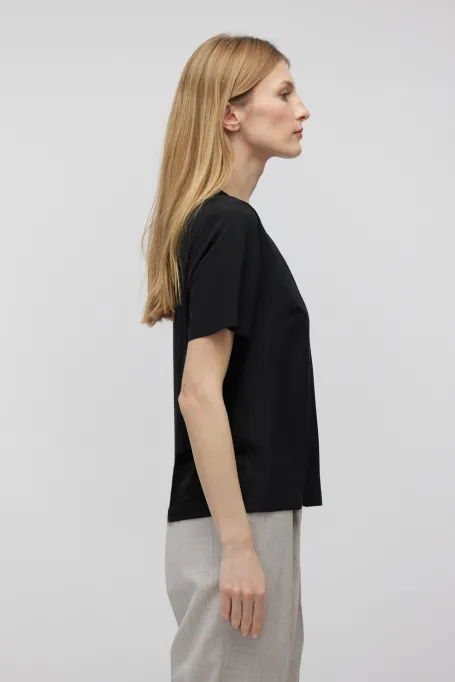 Bluză neagră cu mătase Brigitte