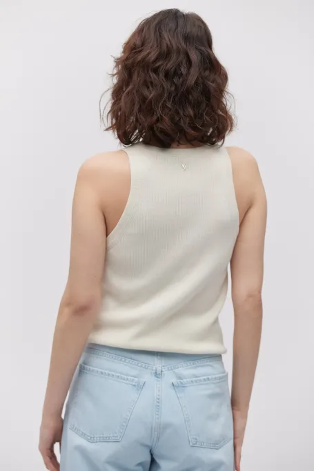 Bluză crem tip halter cu mătase