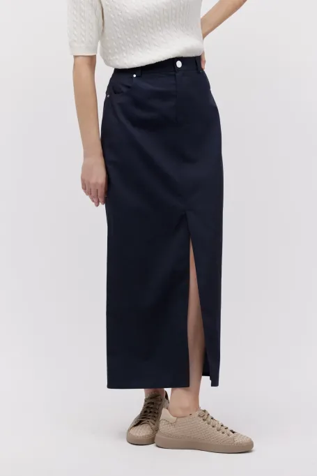 Fustă bleumarin cu lână