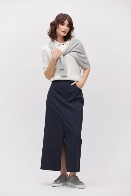 Fustă bleumarin cu lână