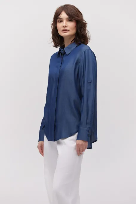 Cămașă de culoarea denimului