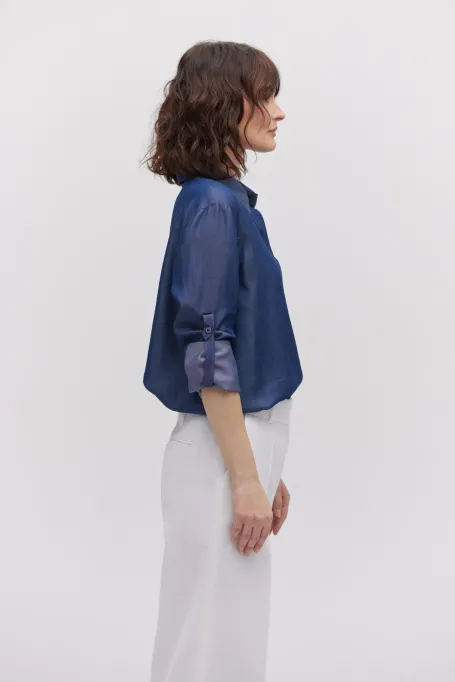 Cămașă de culoarea denimului