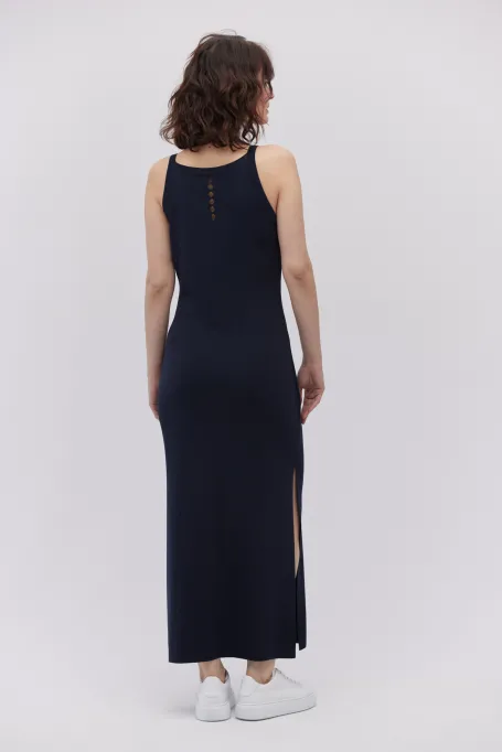 Rochie bleumarin cu decolteu halter Rochie bleumarin cu decolteu halter