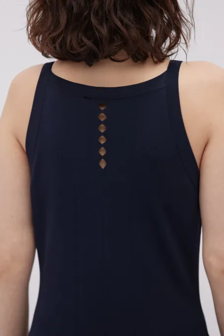 Rochie bleumarin cu decolteu halter