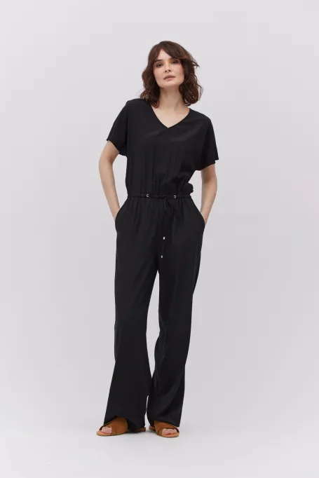 Salopetă neagră din mătase