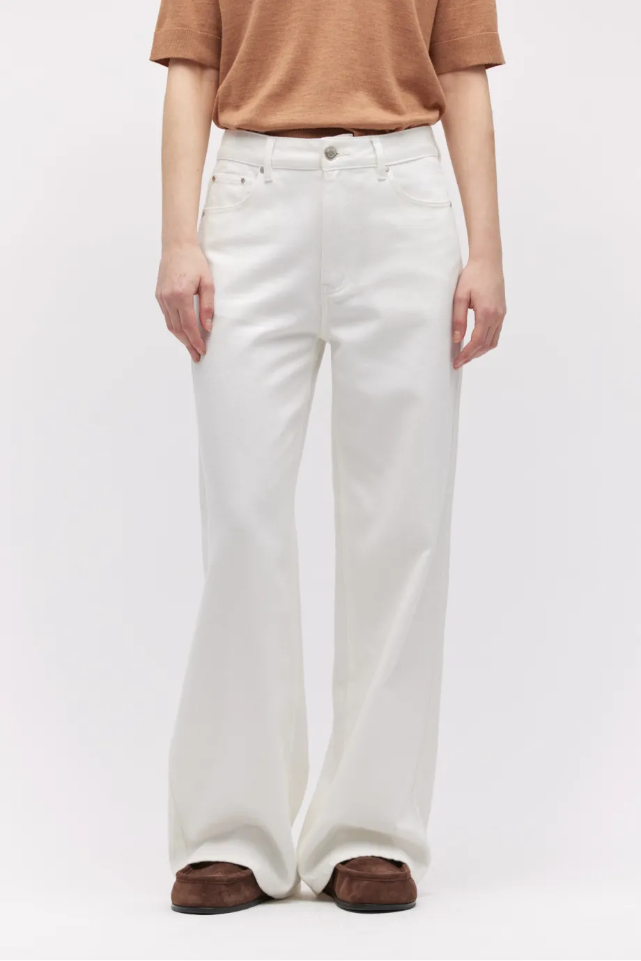 Blugi albi cu picior larg Blugi albi cu picior larg