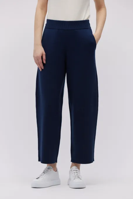 Pantaloni bleumarin din lână merinos