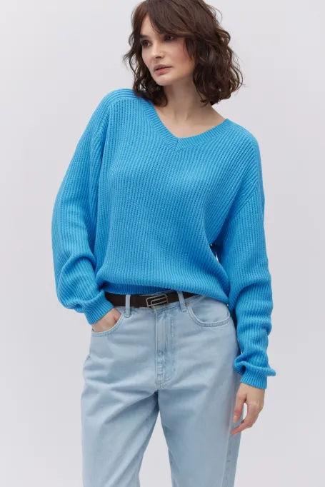 Pulover cu mătase și decolteu în V