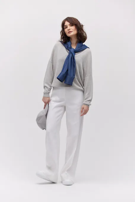 Bluza de in cu decolteu în V Bluza de in cu decolteu în V
