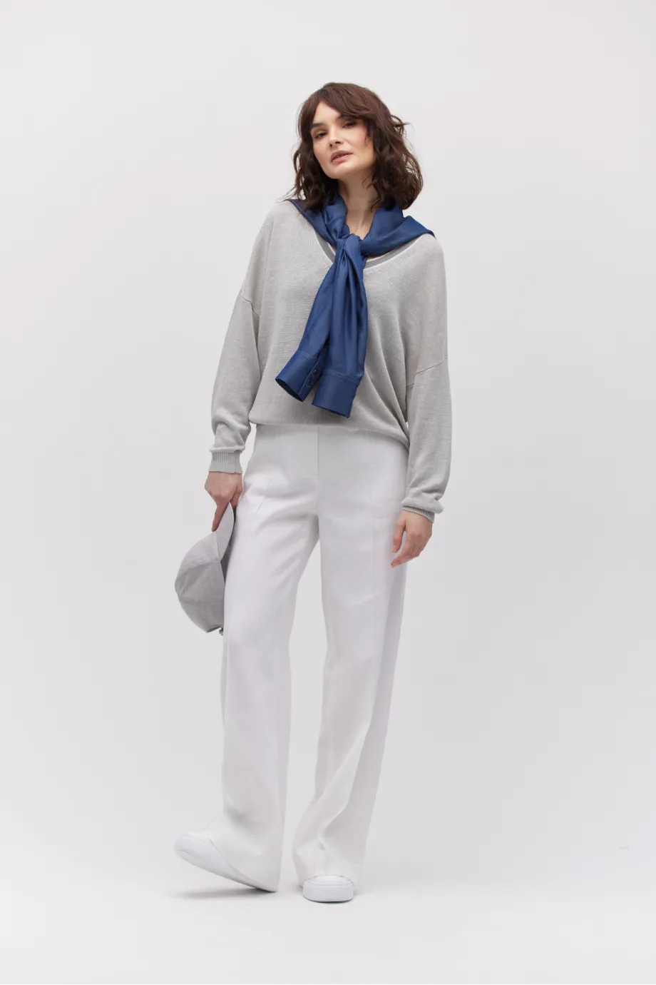 Bluza de in cu decolteu în V Bluza de in cu decolteu în V