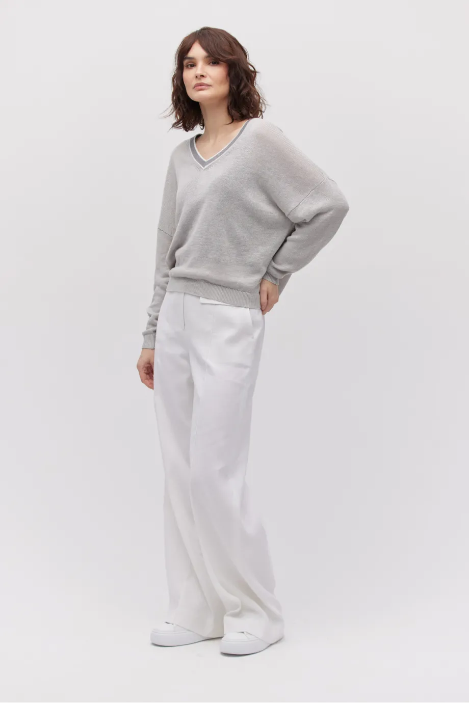 Bluza de in cu decolteu în V Bluza de in cu decolteu în V