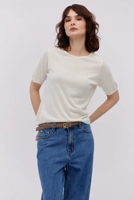 Bluză albă din cașmir