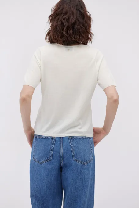 Bluză albă din cașmir