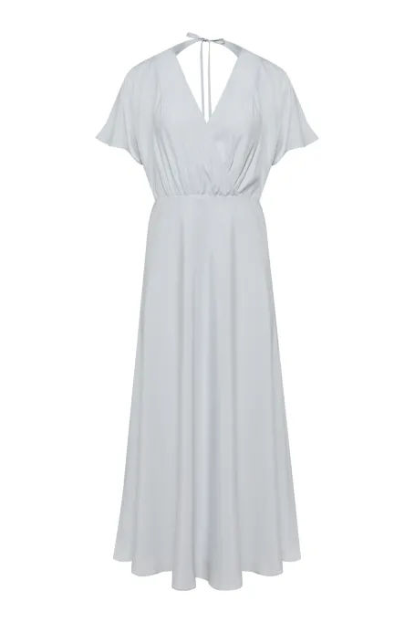 Rochie midi din mătase gri