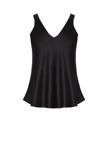 Bluza neagra de matase cu bretele Bluza neagra de matase cu bretele