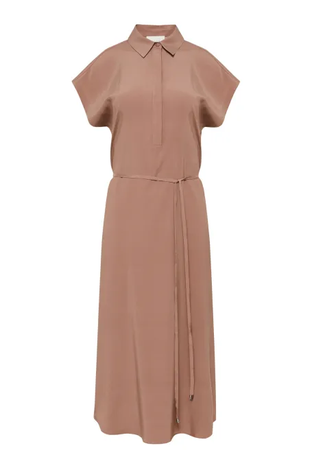 Rochie cămașă midi din mătase, maro Rochie cămașă midi din mătase, maro